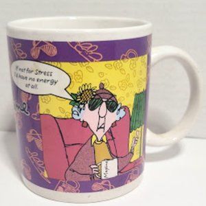 2 SIDED HALLMARK MAXINE COFFEE MUG "IF NOT FOR STRESS I'D HAVE NO ENERGY AT ALL"